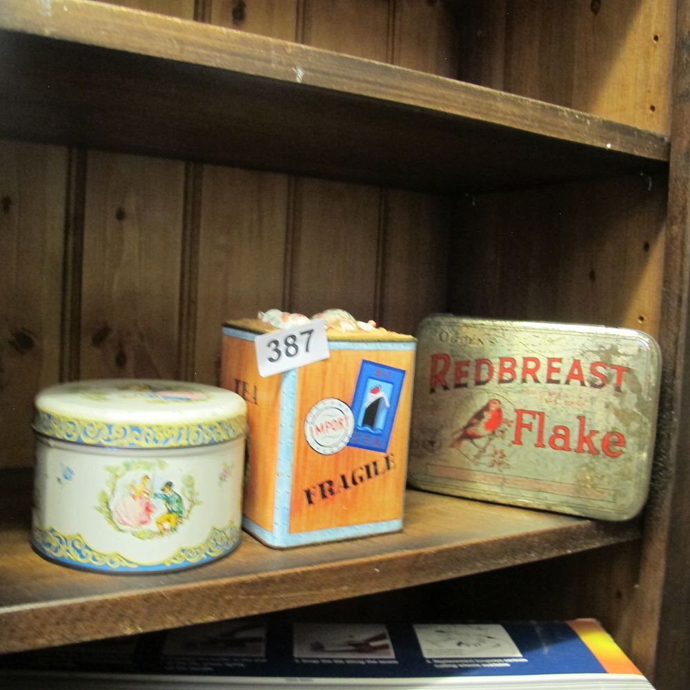 Lot 387: A Set of Three Vintage Decorative Lidded Tins