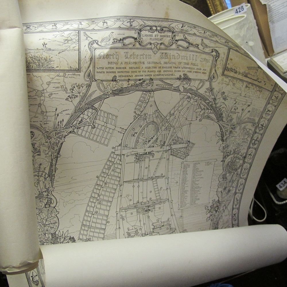 Lot 425: North Leverton Windmill: A Perspective Sectional Drawing with...