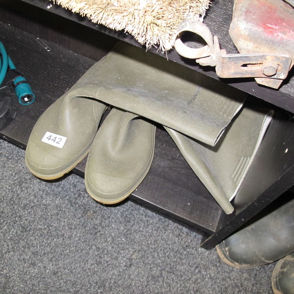Lot 442:  Dunlop Olive Green Rubber Wellington Boots