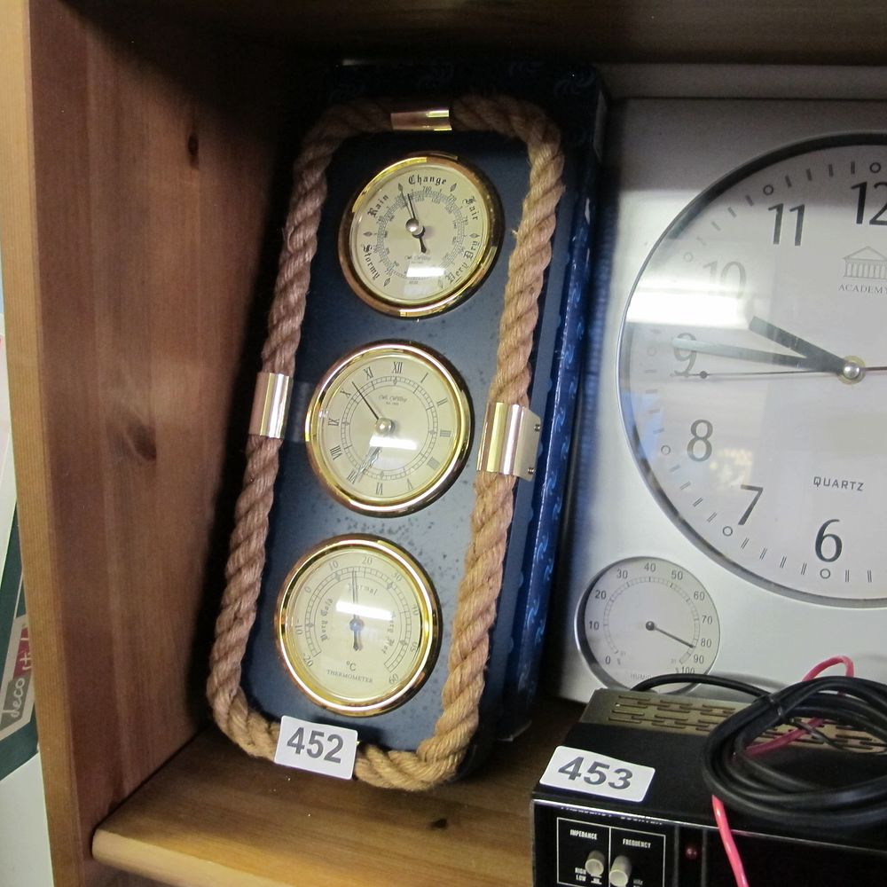 Lot 452: Springfield Nautical Style Wall-Mounted Weather Station with Barometer,...