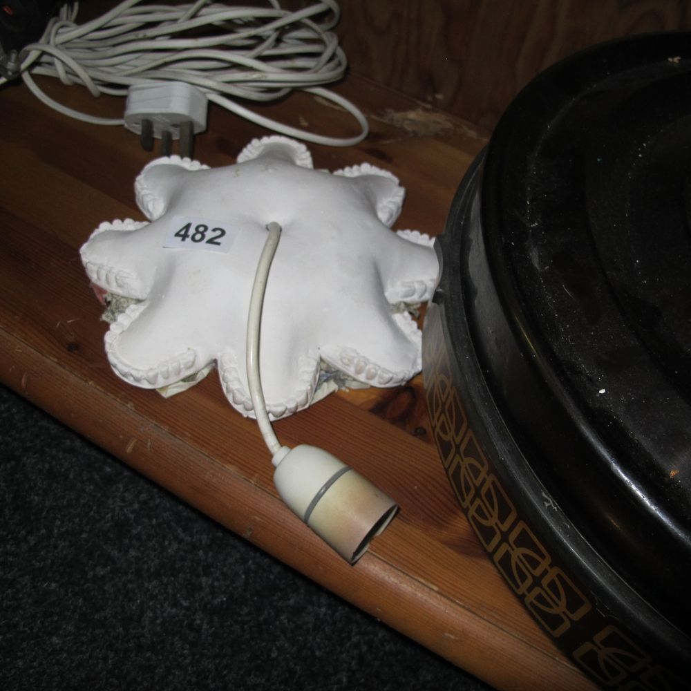 Lot 482: A Vintage White Scalloped Ceramic or Composite Electrical...