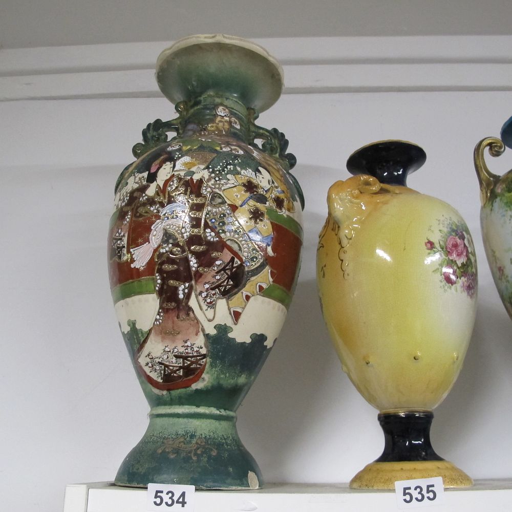 Lot 534: A large Antique 19th century Japanese Satsuma Moriage...