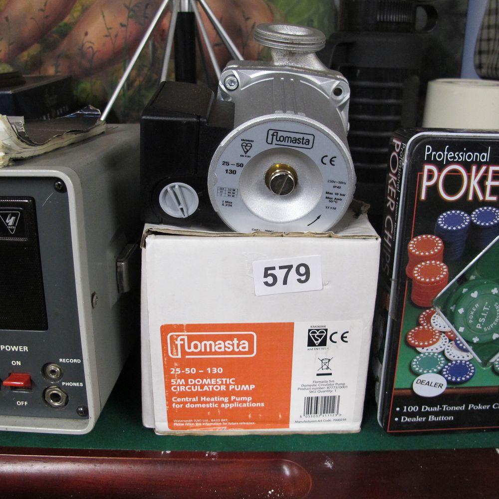 Lot 579: Flomasta 5M Domestic Circulator Pump, Model 25-50-130, New...