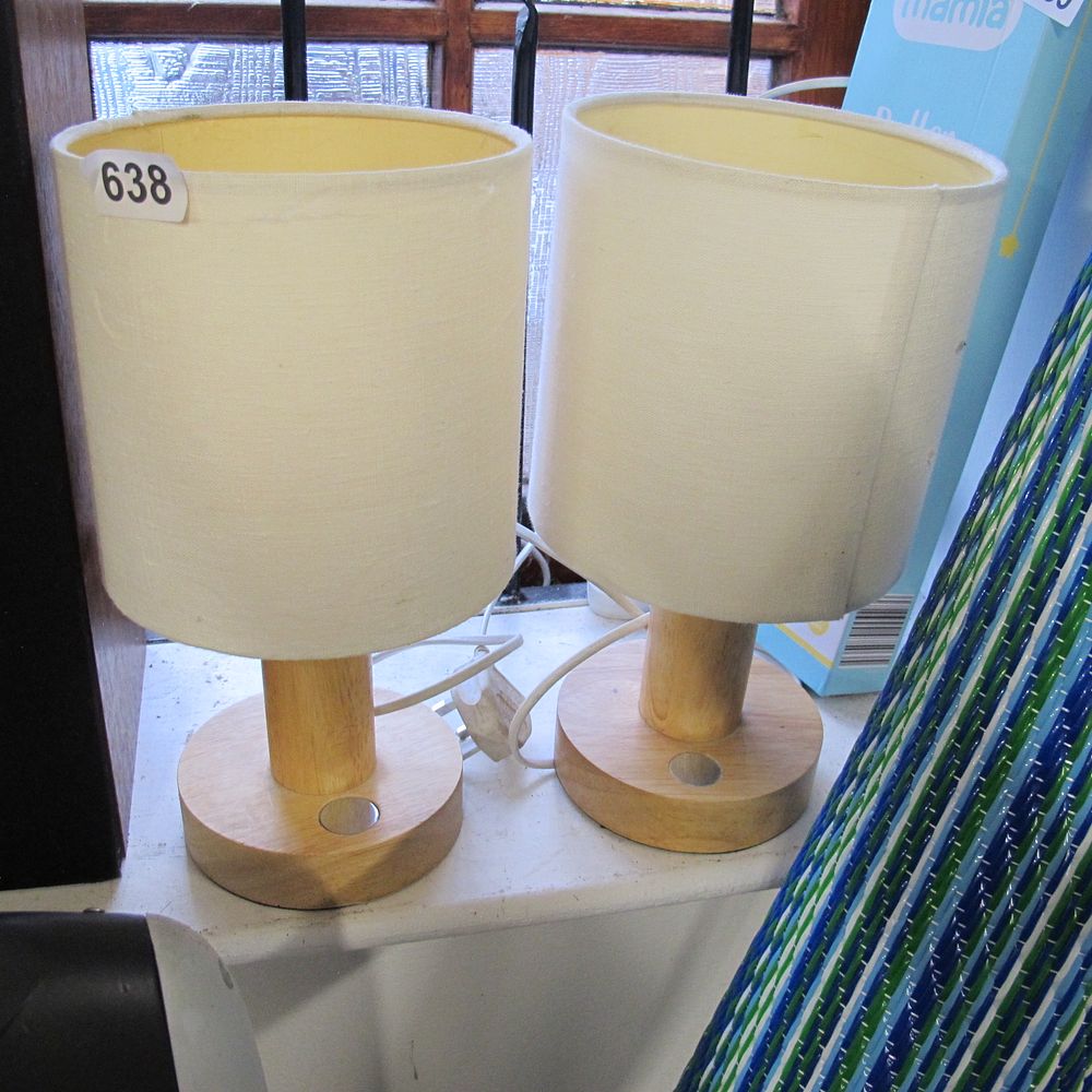 Lot 638: A Pair of Modern Bedside Table Lamps with...