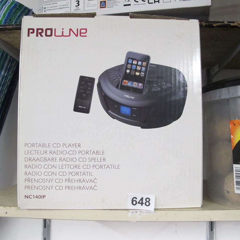 Lot 648: PROLiNE NC140IP Portable CD Player with iPod Dock...