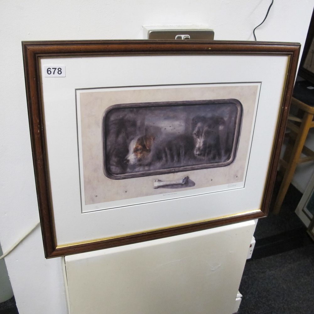 Lot 678: Framed Print Titled 'Back Seat Drivers' Depicting Two...