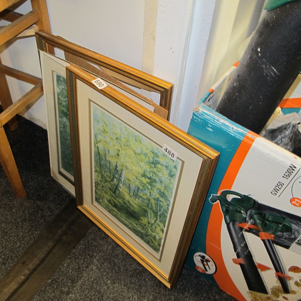Lot 690: A Pair of Framed Forest Landscape Artworks