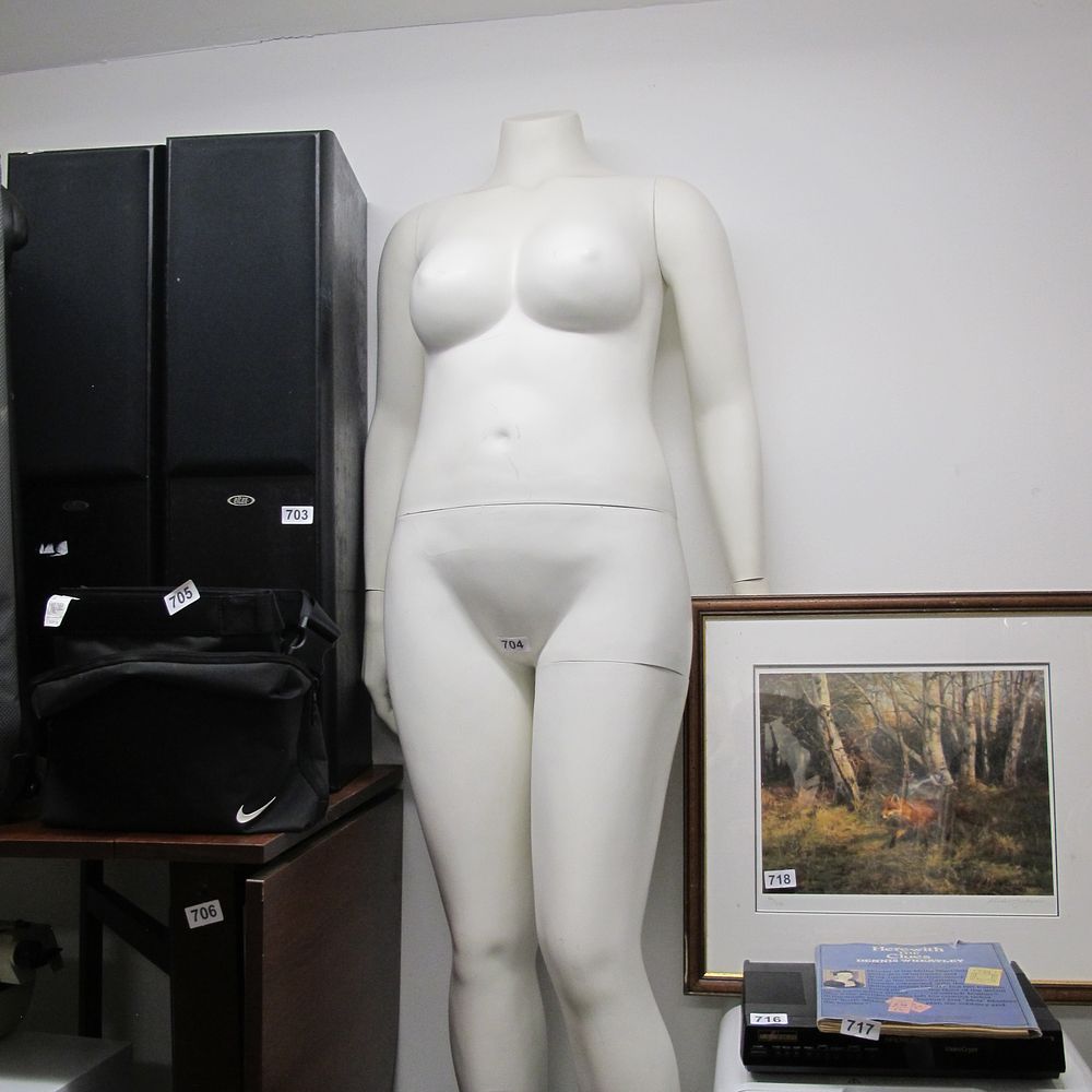 Lot 704: A Modern Headless Female Mannequin, likely Plastic or...