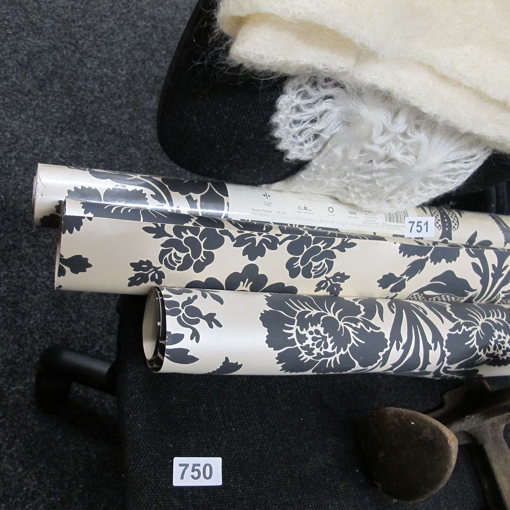 Lot 751: Laura Ashley Tatton Charcoal Wallpaper, Three Rolls