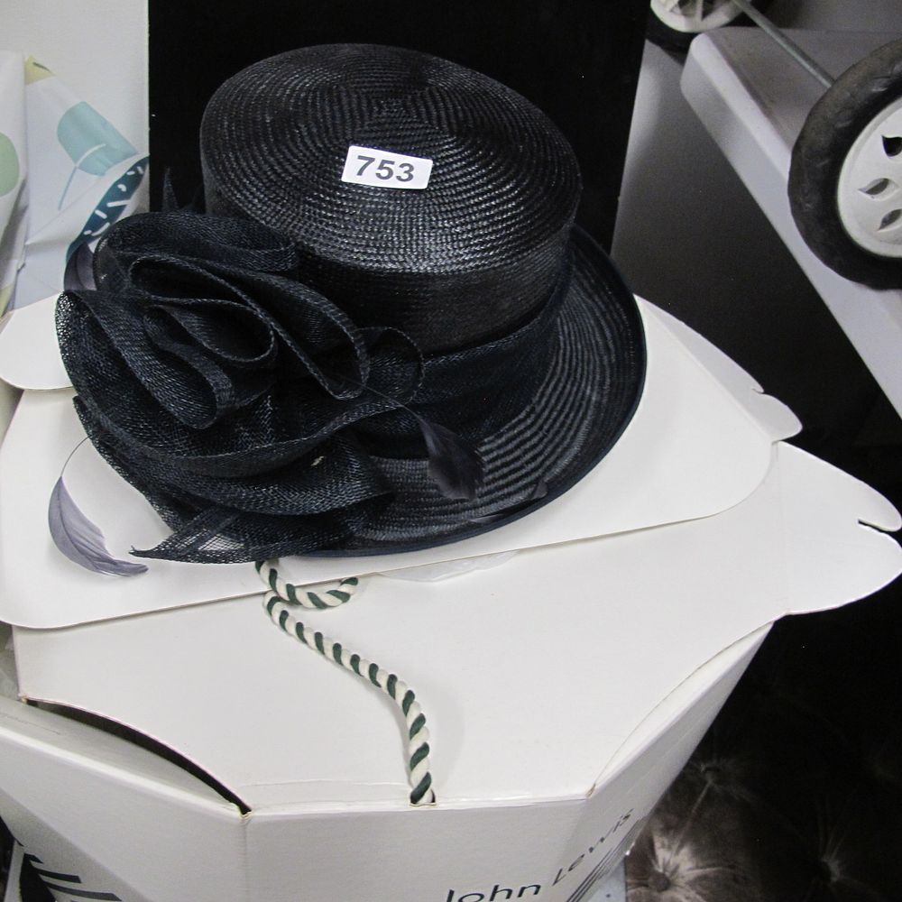 Lot 753: A Contemporary Black Sinamay Fascinator/Cocktail Hat with Floral...