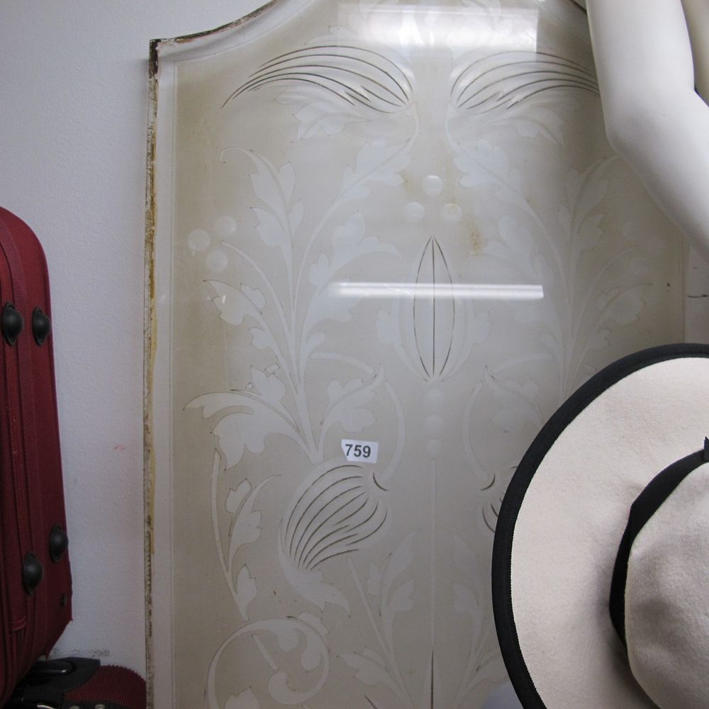 Lot 759: A Victorian Etched-Glass Architectural Window Panel reclaimed from...