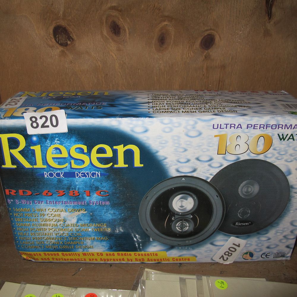 Lot 820: Riesen RD-6381C 6-inch 3-Way Car Speakers, 180 Watts,...