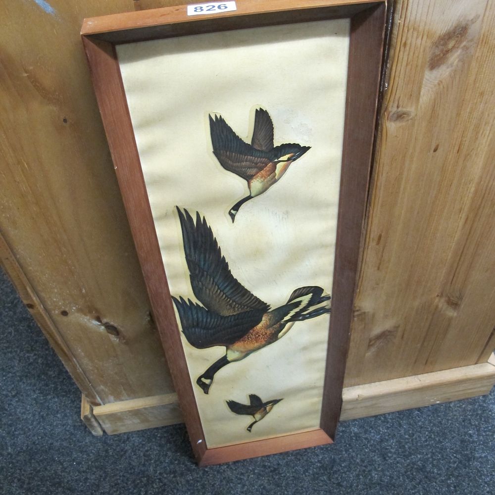 Lot 826: Frank Vosmansky Framed Hand-Painted Plaque with Three Canada...