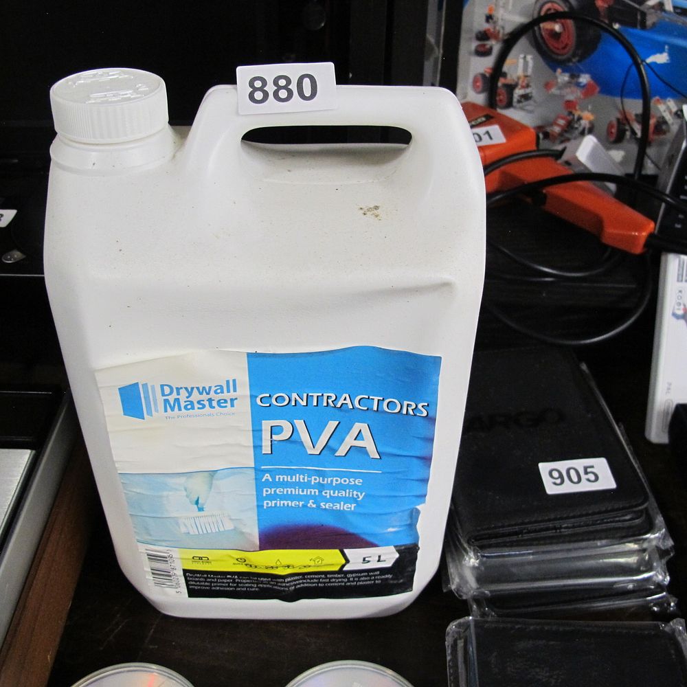 Lot 880: Drywall Master Contractors PVA Adhesive and Sealer, 5...