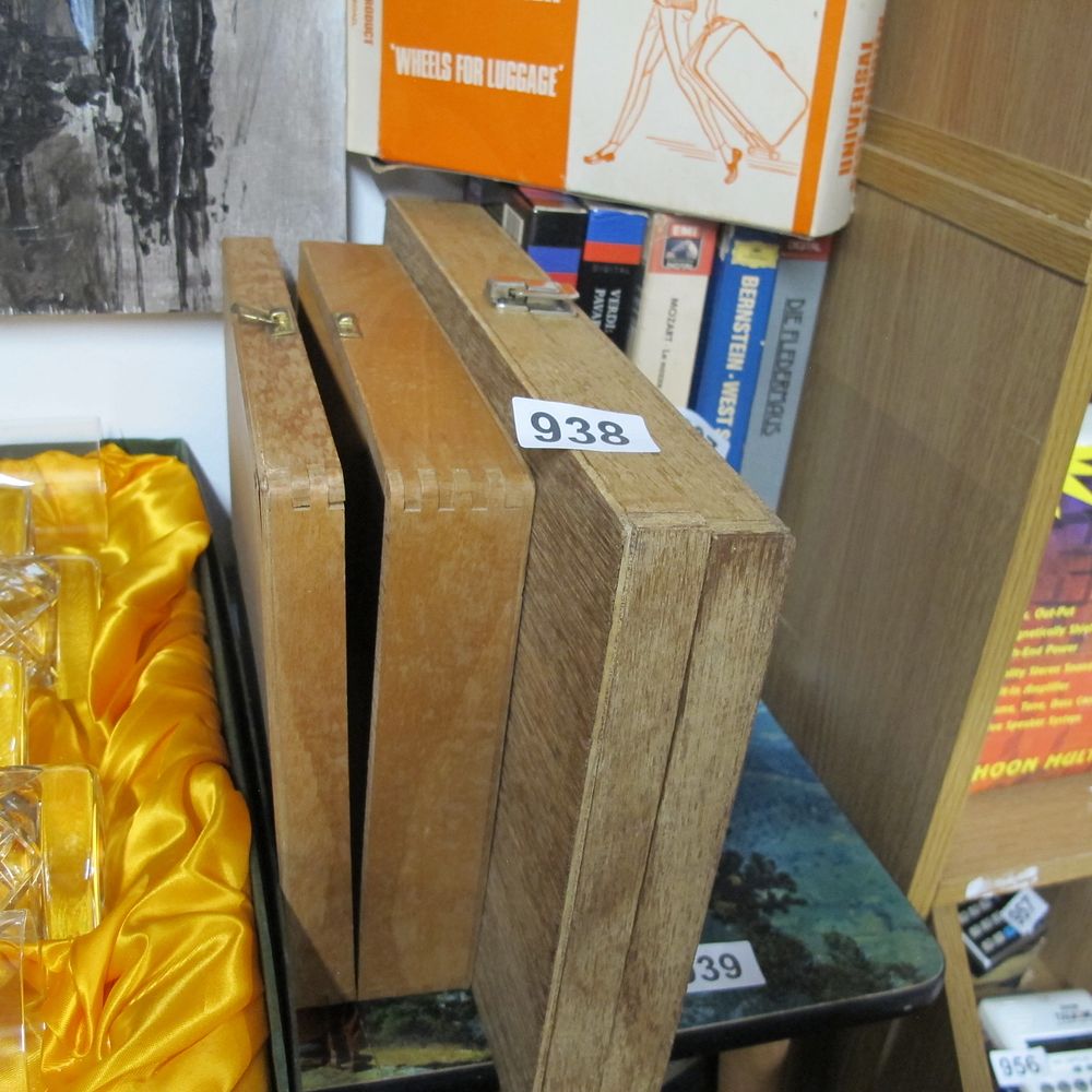 Lot 938: Three Utilitarian Wooden Cases, one containing a collection...