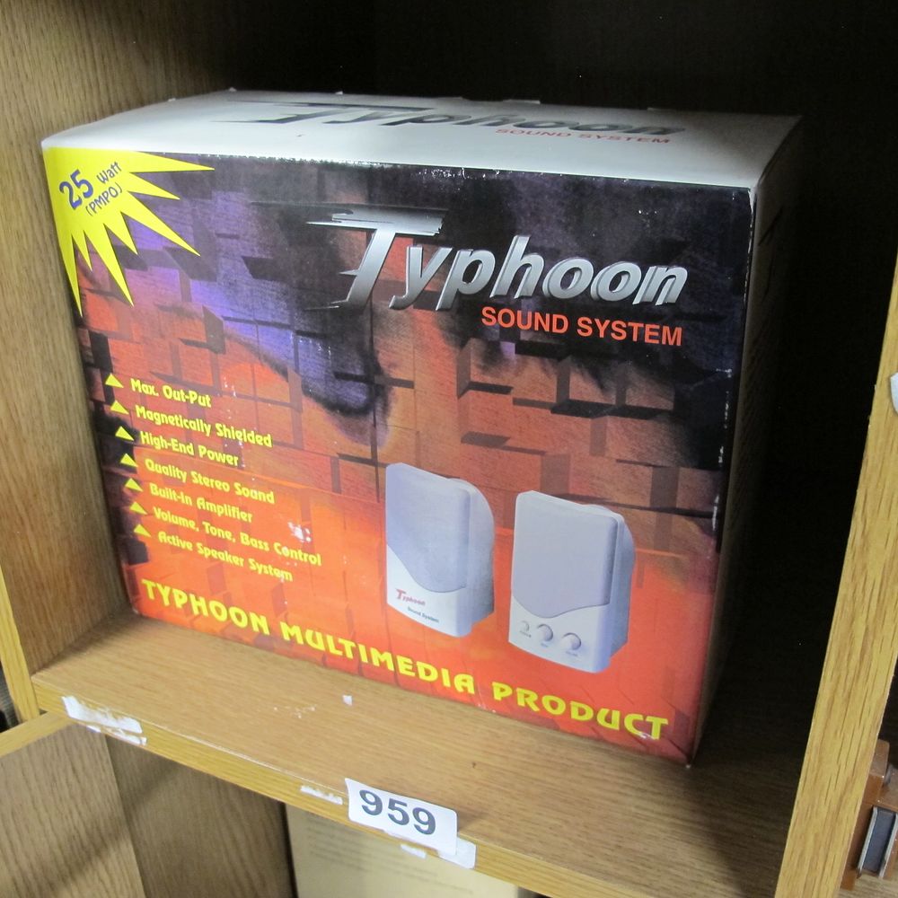Lot 959: Typhoon PS-102 Sound System Multimedia Speakers, New Old...