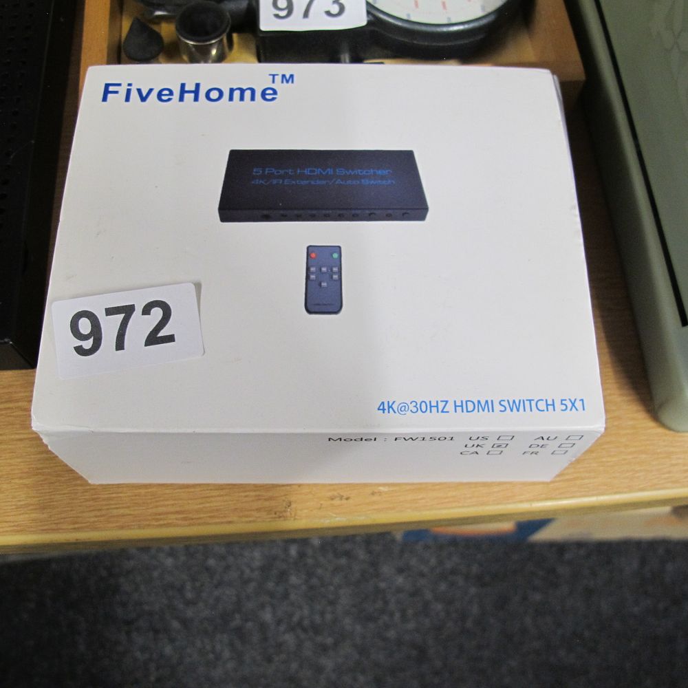 Lot 972: FiveHome 4K@30HZ HDMI Switch 5x1, Model FW1501