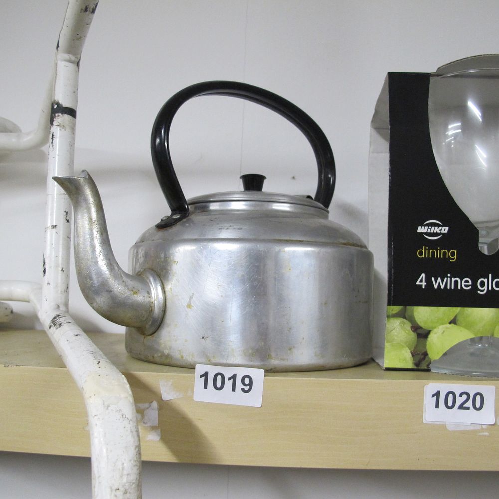 Lot 1019: Lot 1019: A Vintage Aluminum Stovetop Kettle with...