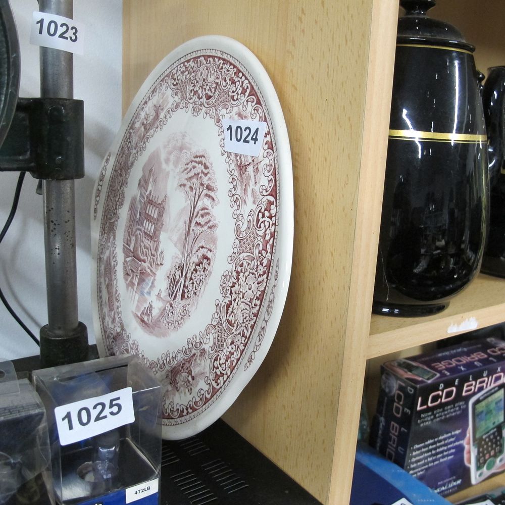 Lot 1024: Myott 'Old England' Red Transferware Ironstone Plate