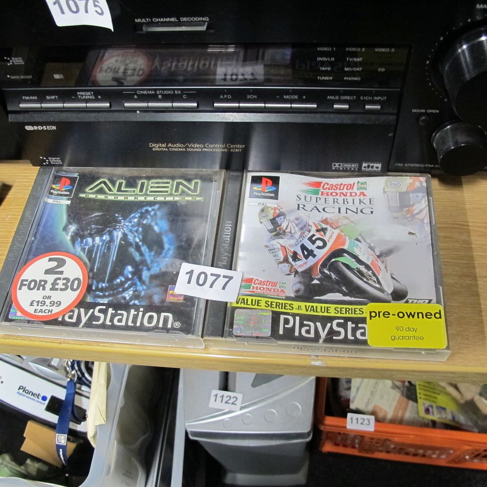 Lot 1077: Castrol Honda Superbike Racing (PlayStation 1), Alien Resurrection...