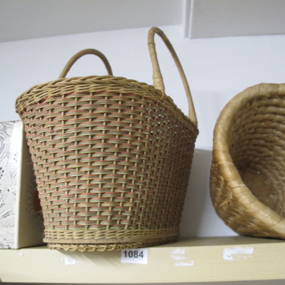 Lot 1084: A Vintage Woven Wicker Laundry Basket with Single...
