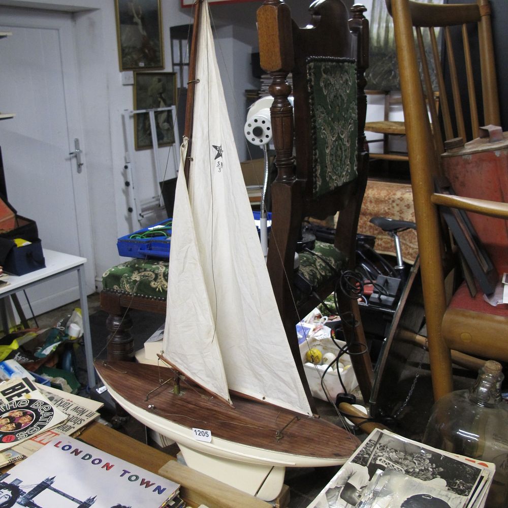 Lot 1205: Hand made wooden model yaught