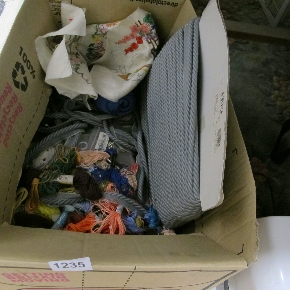 Lot 1235: large box of sewing threads etc