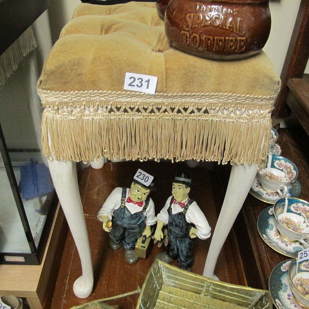 Lot 231: Vintage Decorative Arts Grouping including Tufted Velvet Footstool...