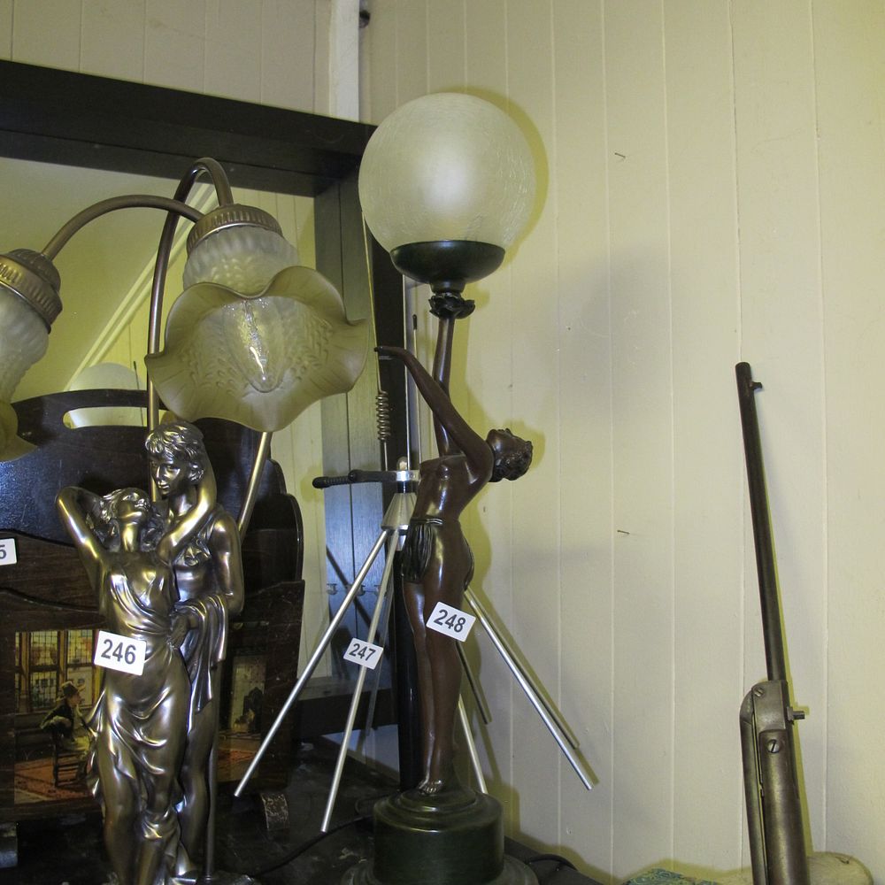 Lot 248: Art Nouveau and Art Deco Style Figural Table...