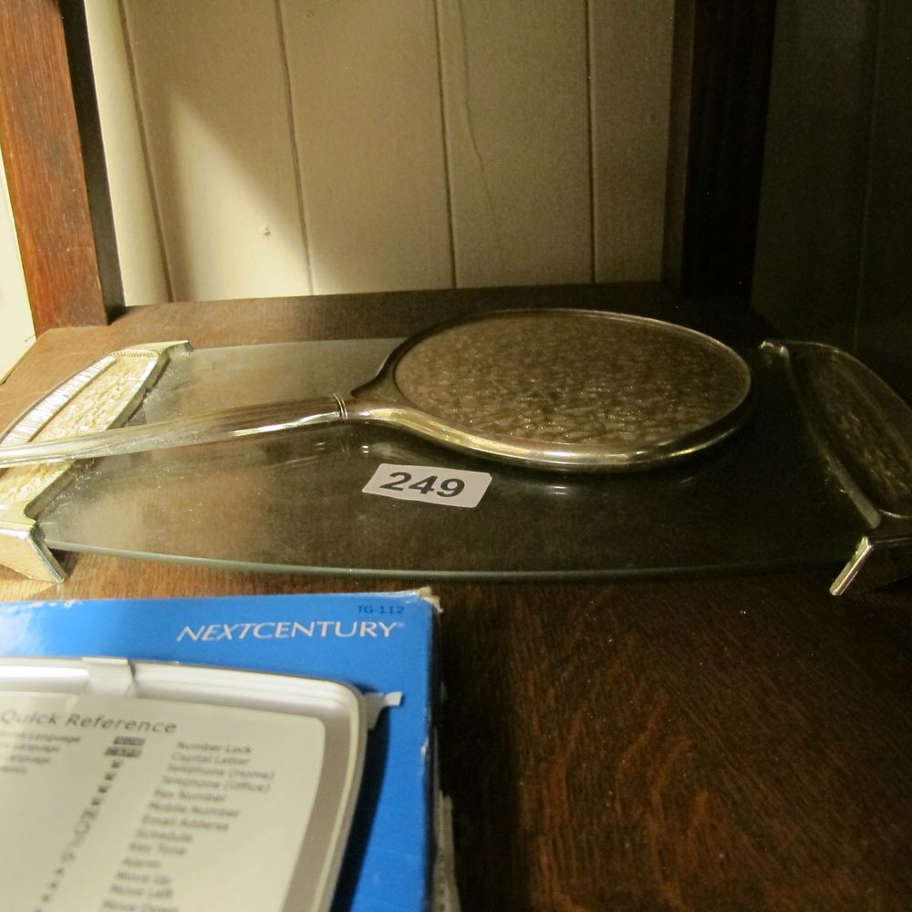 Lot 249: Vintage Art Deco Style Silver-Toned Vanity Set with...