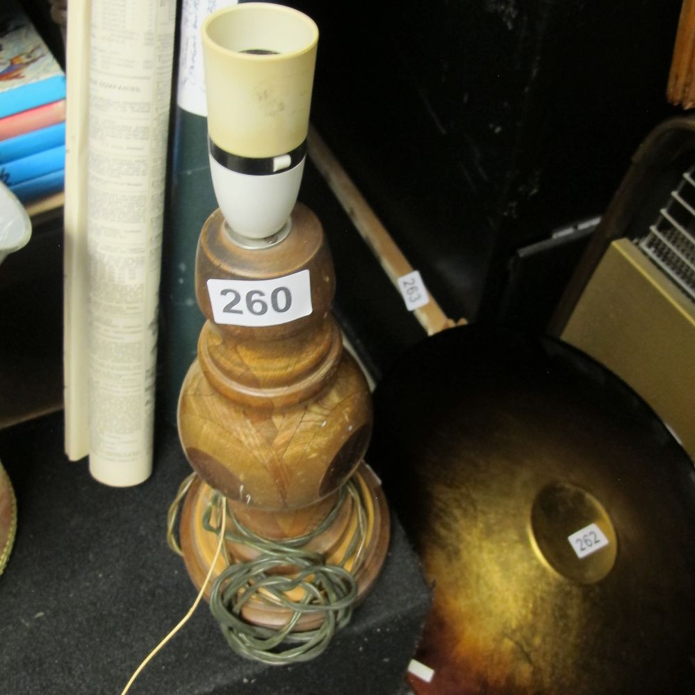 Lot 260: Mid-Century Modern Turned Wood Table Lamp Base with...