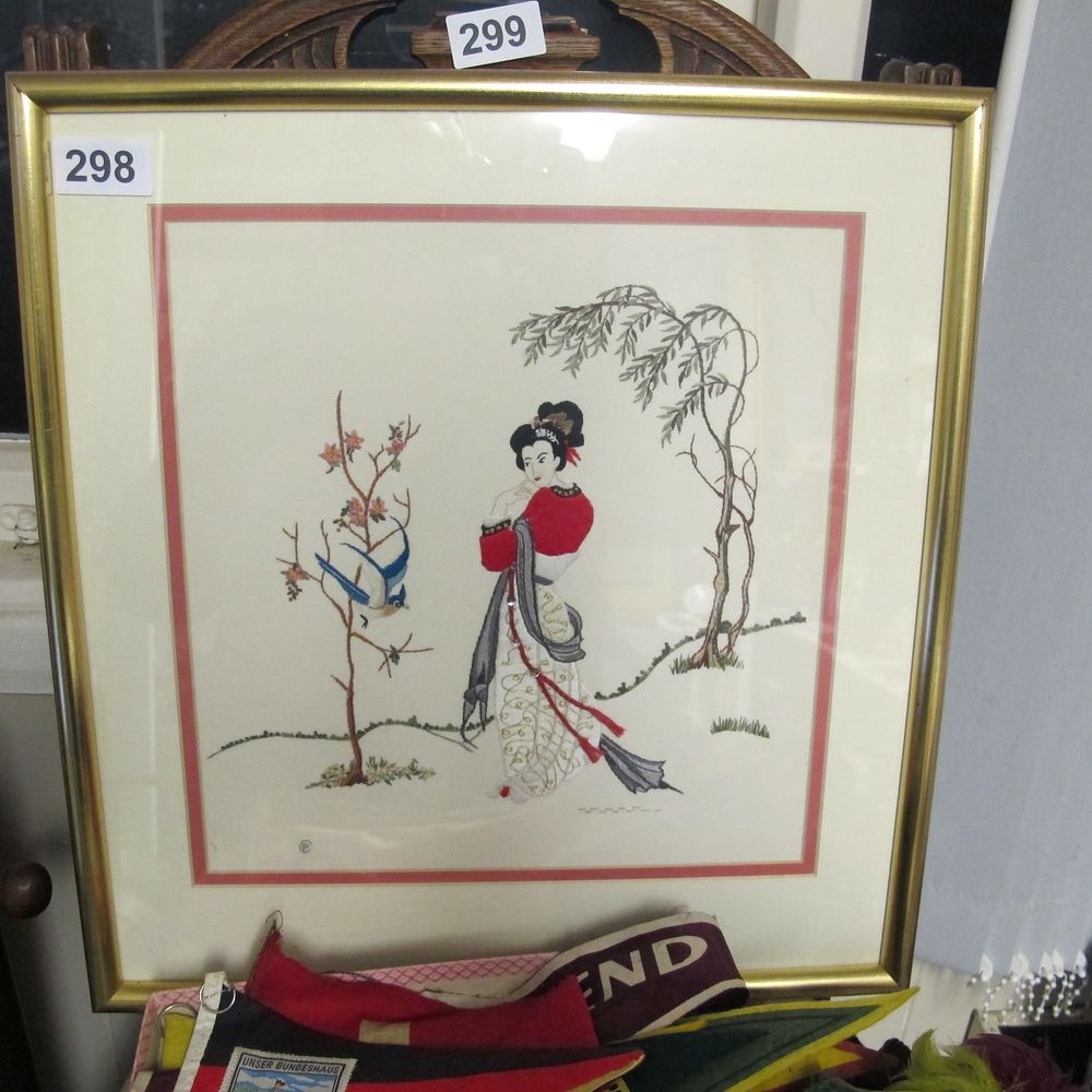Lot 298: Chinese School, Woman in a Garden with Blue...