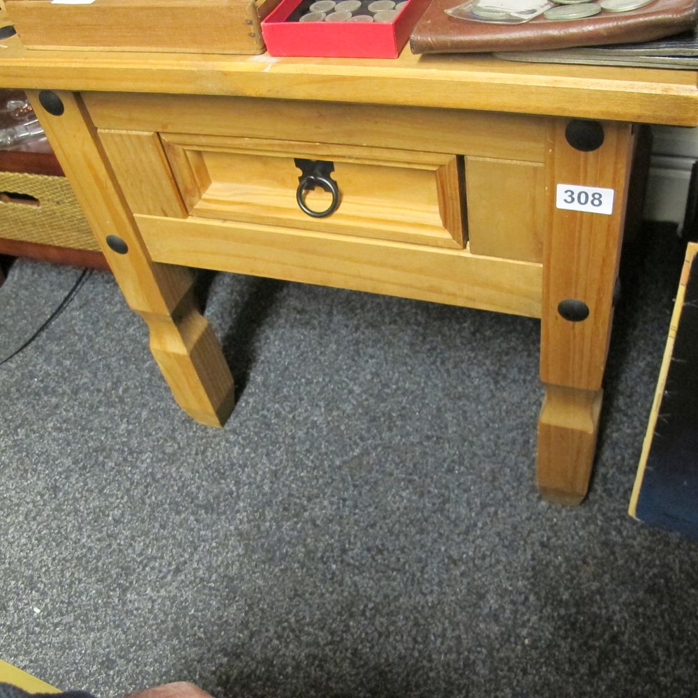Lot 308: Contemporary Rustic Style Solid Pine Corona Side Table