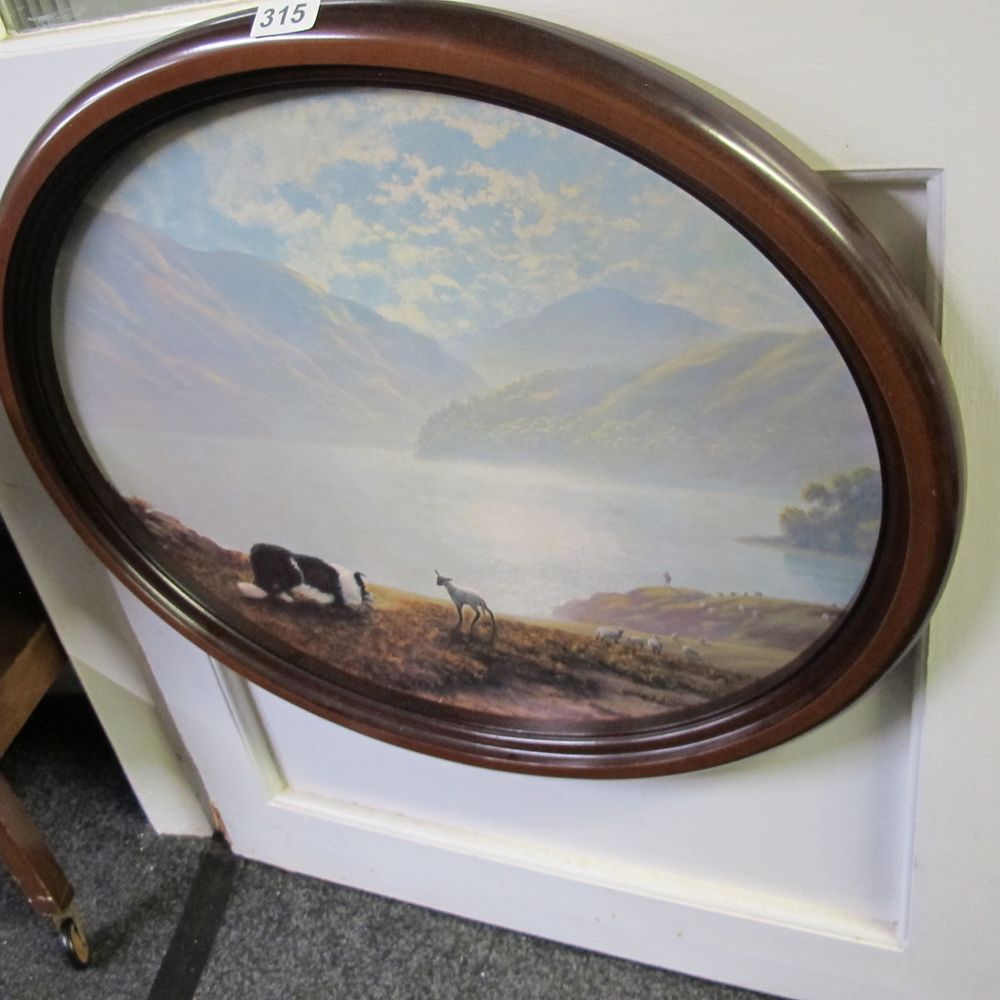 Lot 315: Traditional 19th-Century Style Oval Framed Landscape Print with...