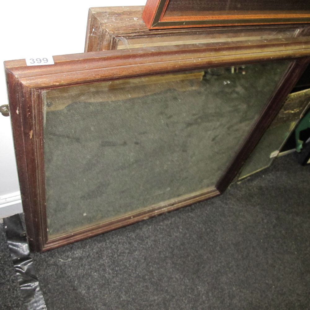 Lot 399: Antique Oak Swivel Dressing Mirror and Assorted Frames,...