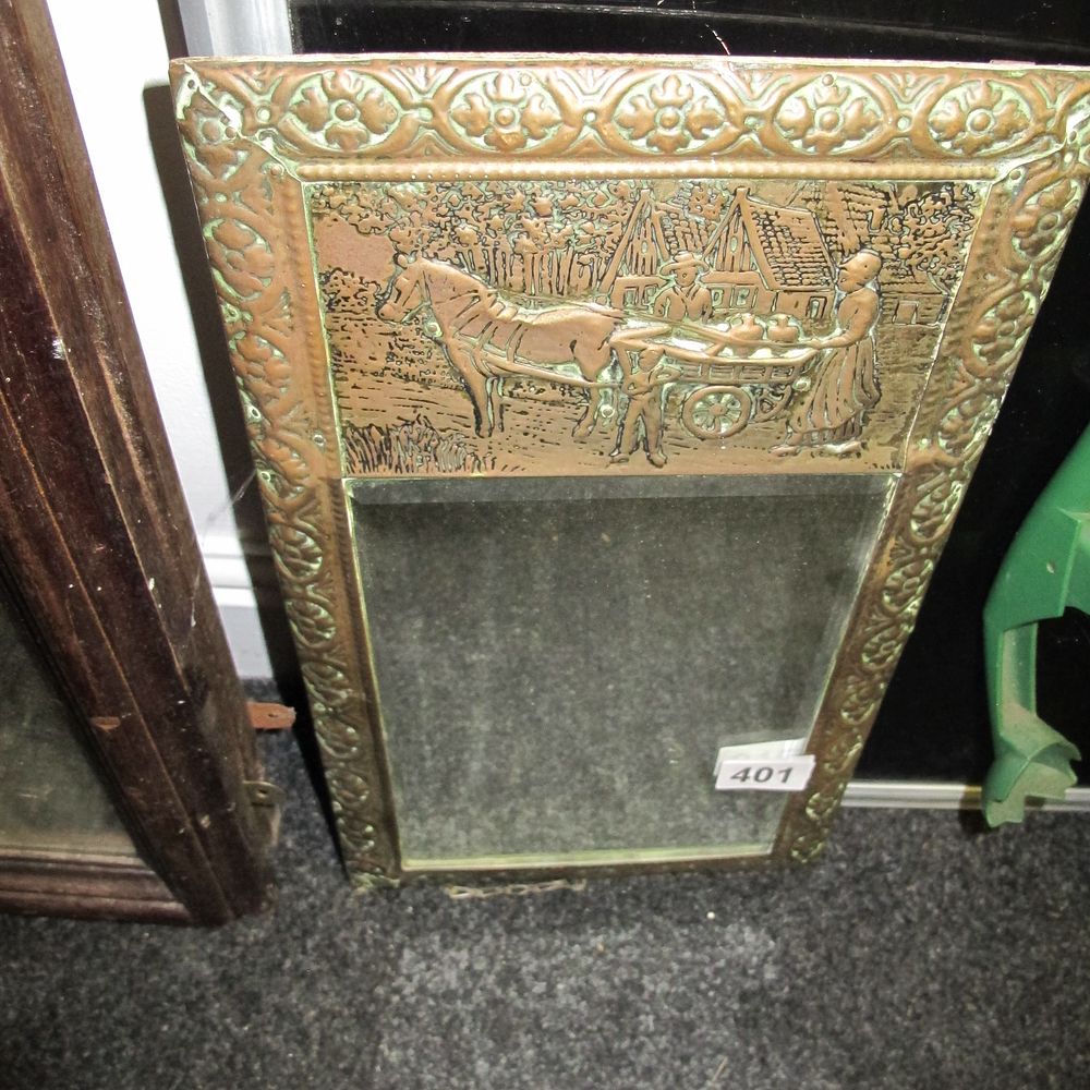 Lot 401: Unattributed Late Victorian Dutch Style Repousse Brass Wall...