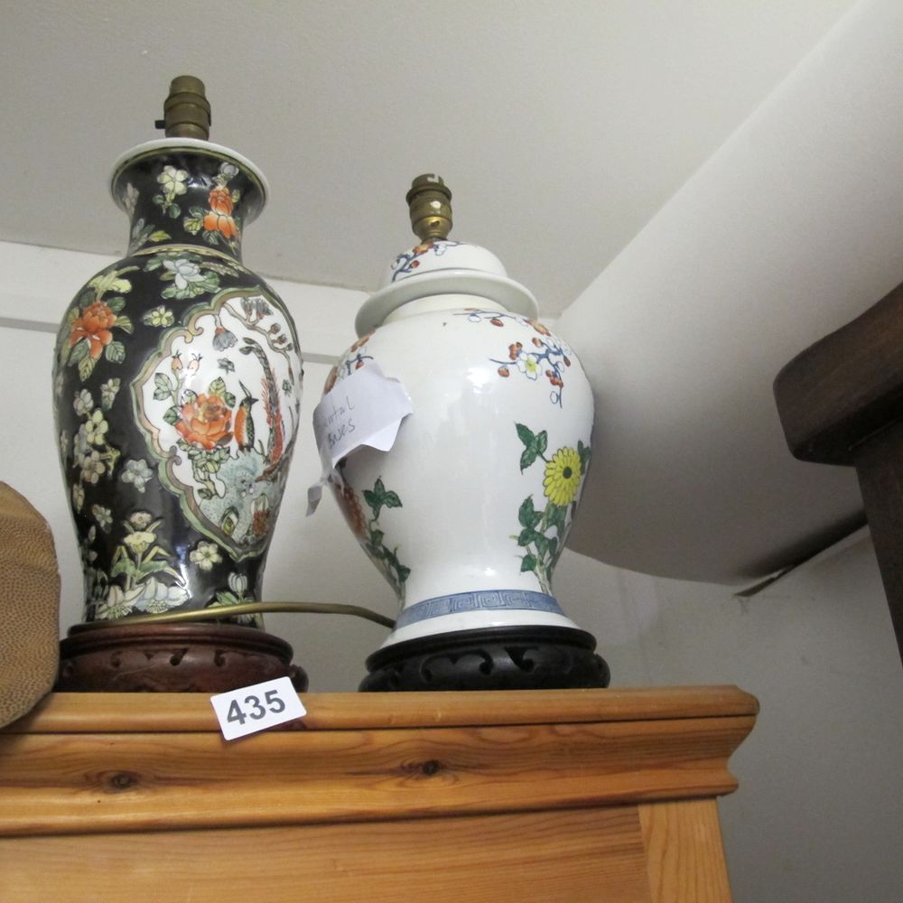 Lot 435: Porcelain Table Lamps, Chinoiserie Style