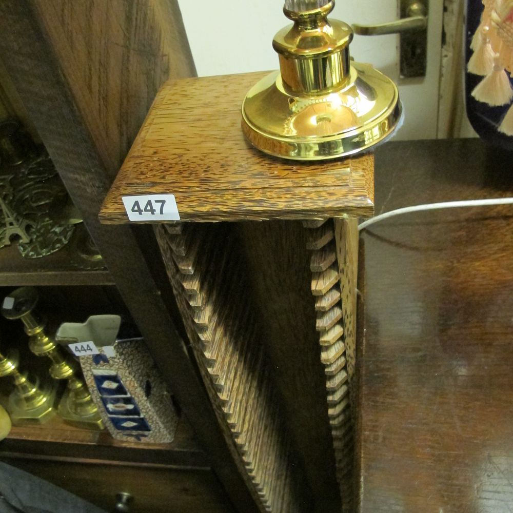 Lot 447: Traditional Oak Cabinet CD Storage 
