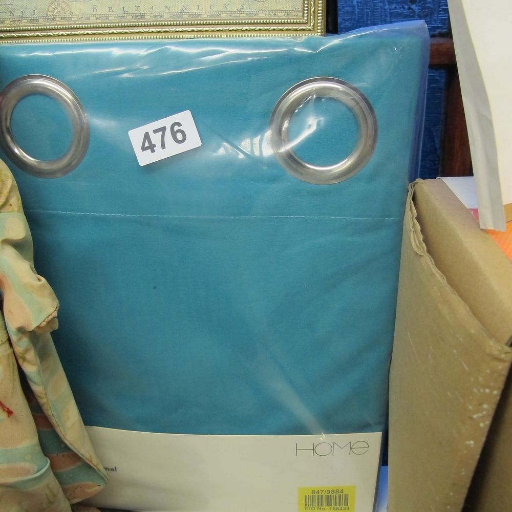 Lot 476: HOME Brand Contemporary Teal Grommet Top Blackout Curtains