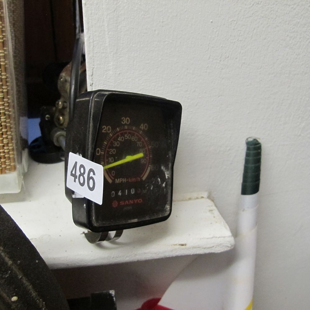 Lot 486: Sanyo Bicycle Speedometer and Odometer, Plastic and Metal,...
