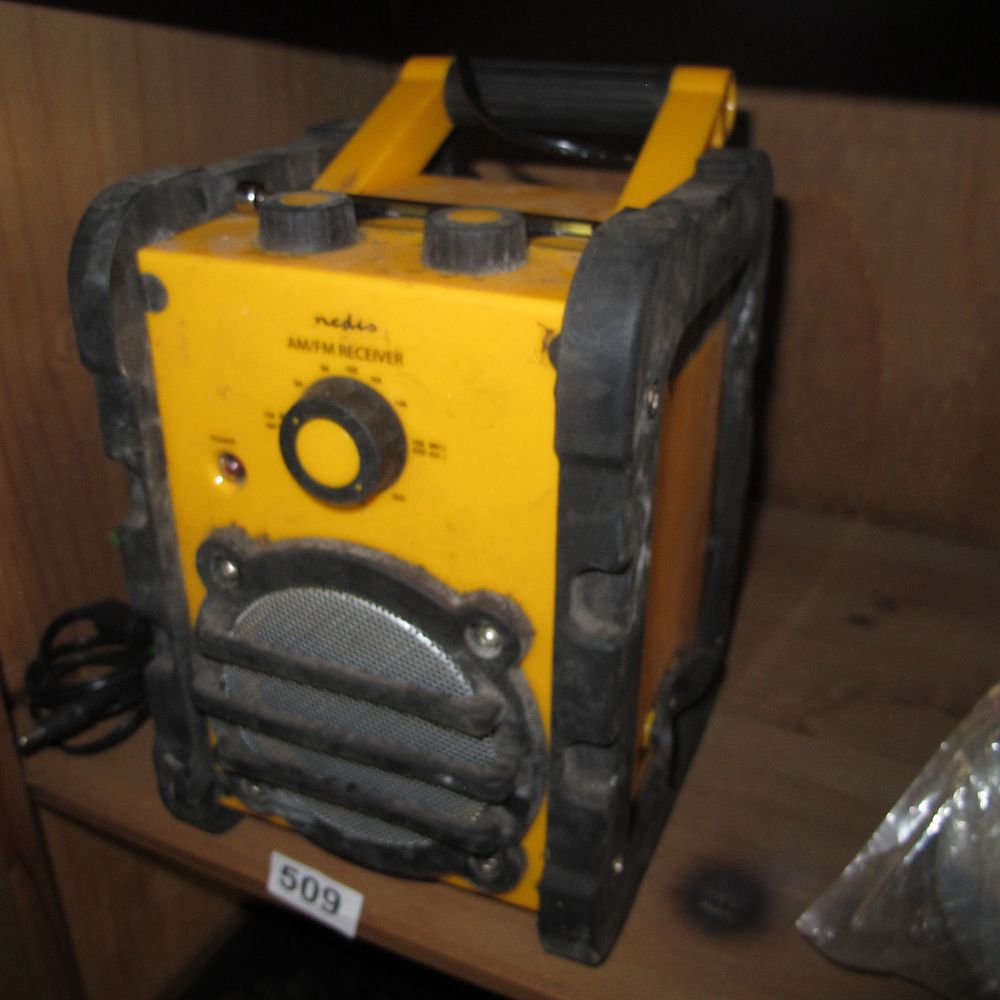 Lot 509: Nedis Portable Job Site Radio, AM/FM Receiver, Modern