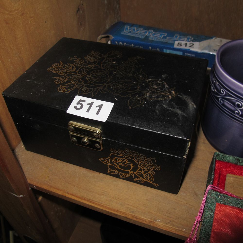 Lot 511: Unidentified Maker, Decorative Faux Leather Storage Box, Mid-to-Late...