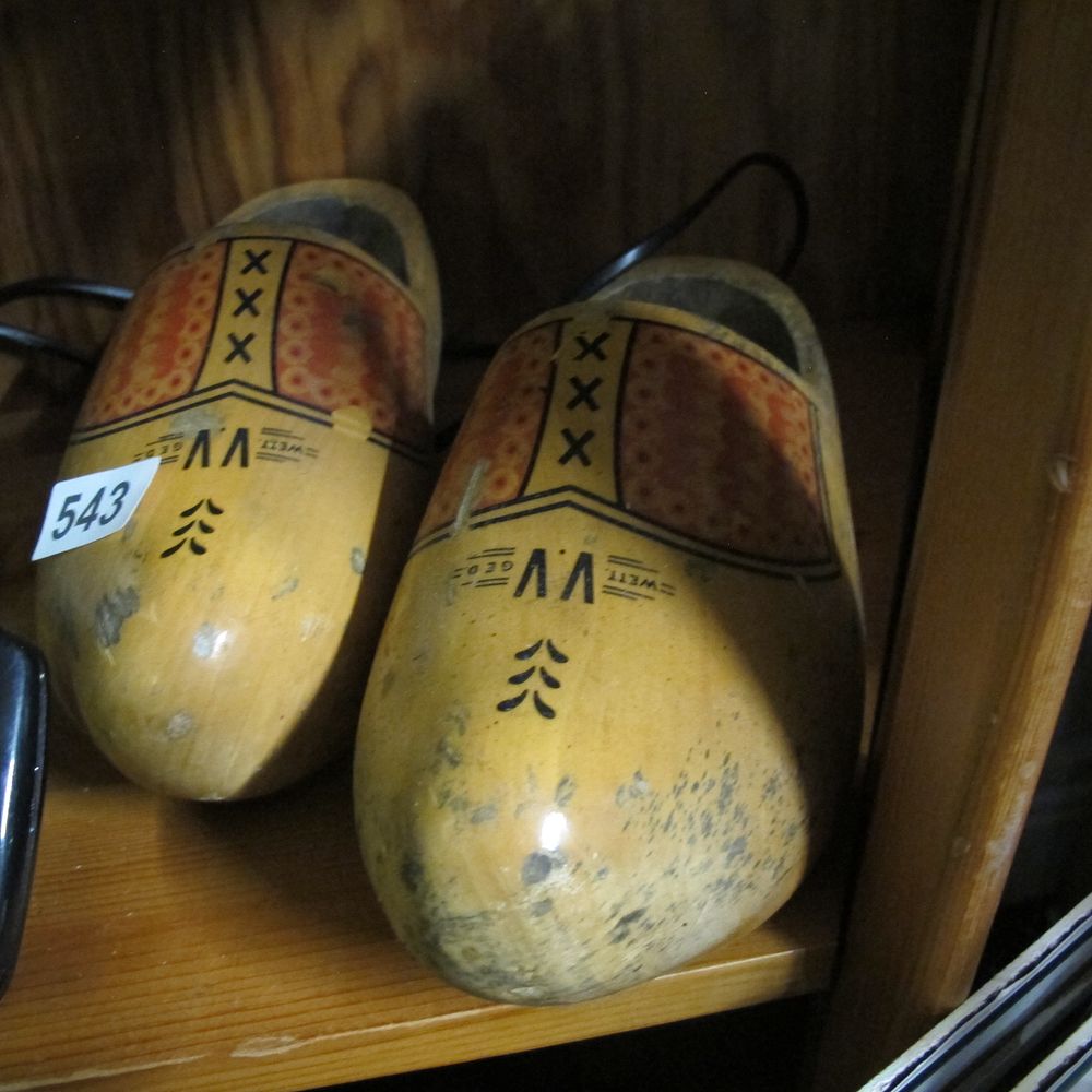 Lot 543: Dutch Traditional, Pair of Hand-Carved Wooden Clogs, Mid-20th...
