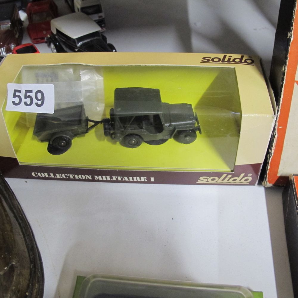 Lot 559: Solido, Willys Jeep with Trailer Ref. 6034, Die-cast...