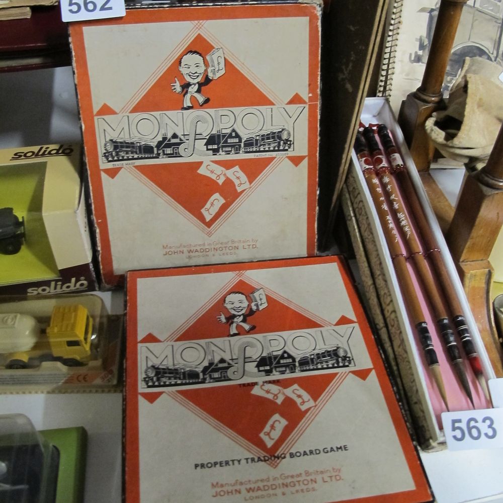 Lot 562: John Waddington Ltd., Monopoly Board Games, Cardboard, Mid-20th...