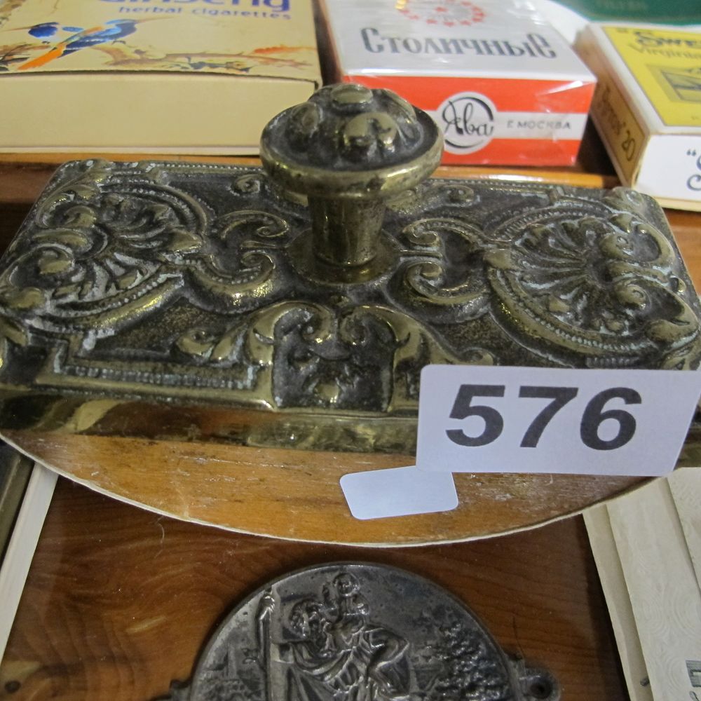 Lot 576: Victorian Style Ornate Cast Brass Rocker Blotter with...