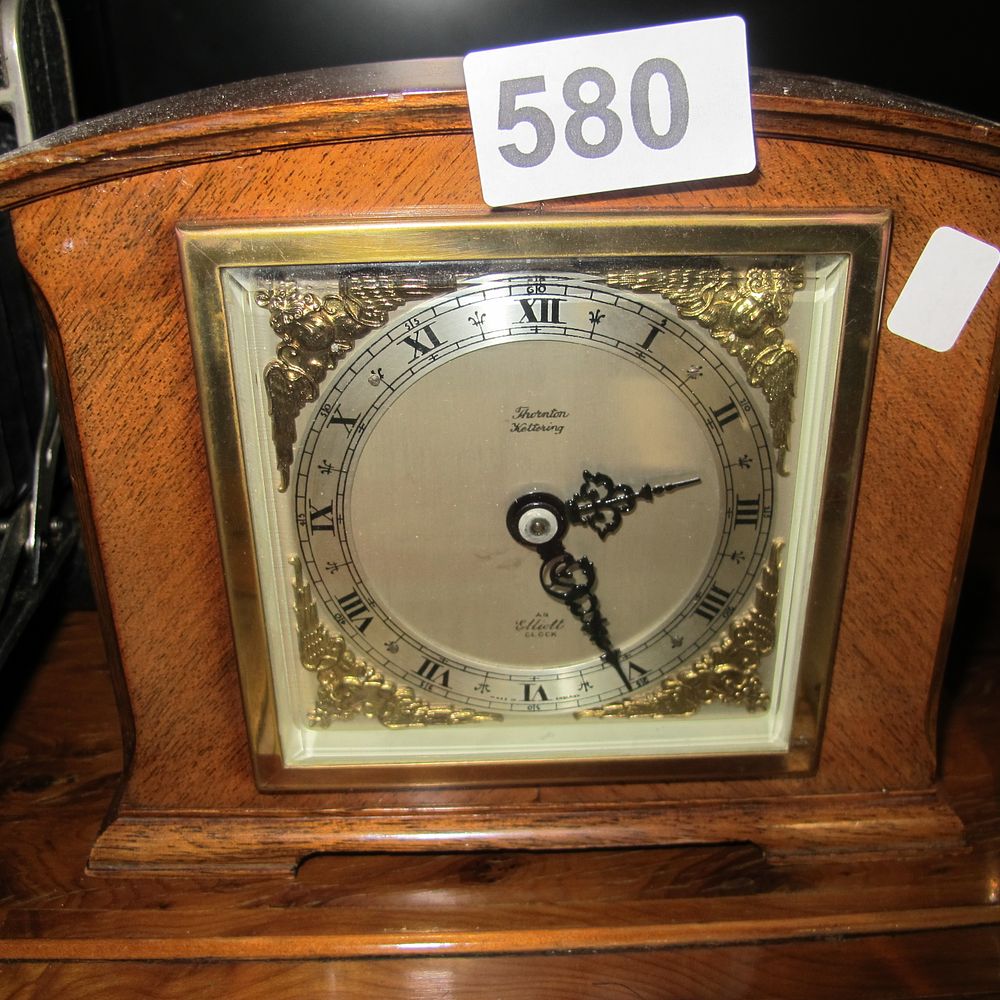 Lot 580: Elliott of London Mantel Clock, Mid-20th Century
