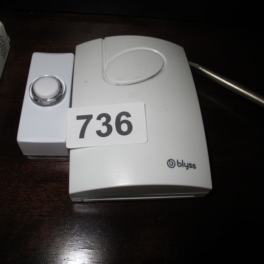 Lot 736: Blyss Wireless Doorbell Kit, Modern Utilitarian Style, Two-Piece...