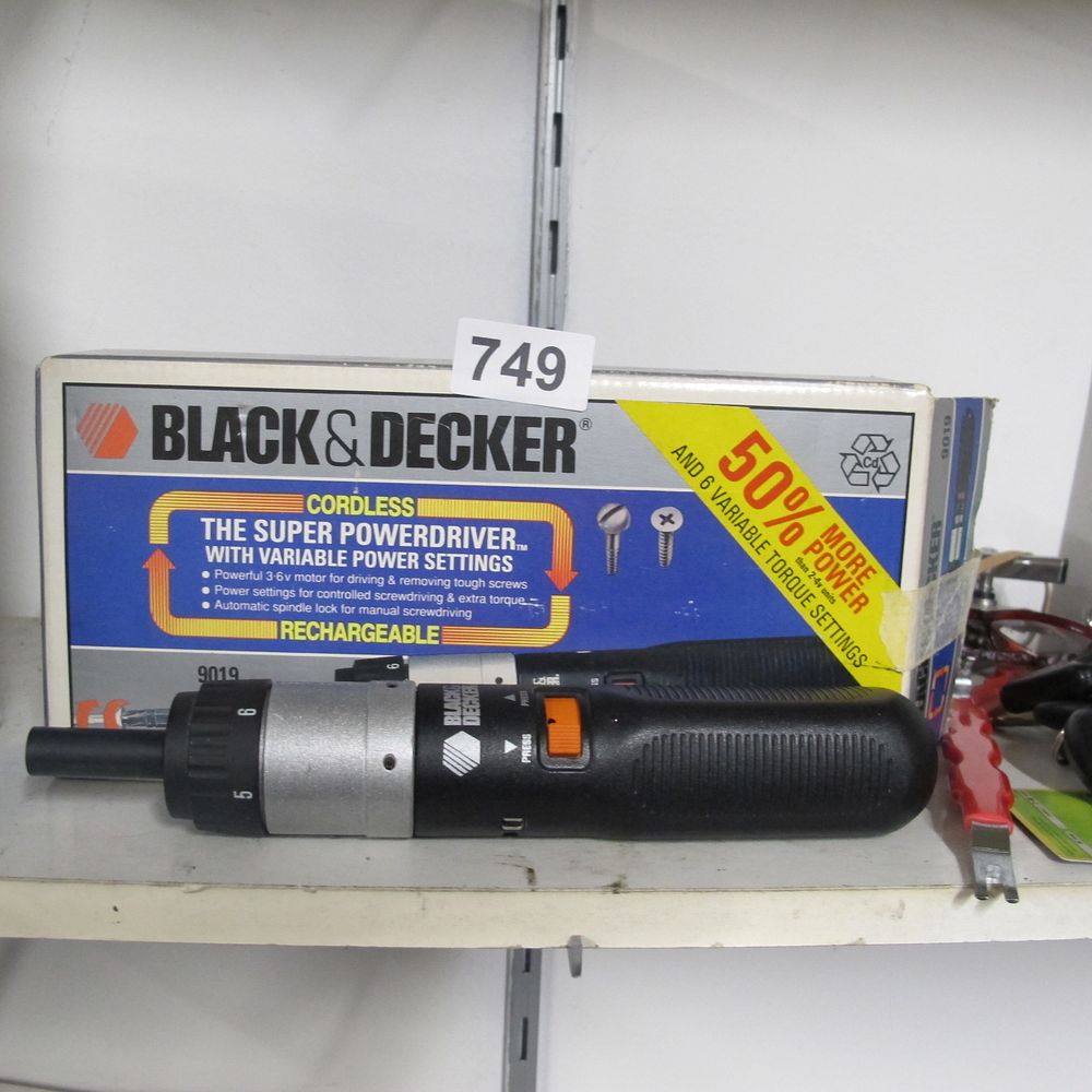 Lot 749: Black & Decker, Cordless Screwdriver, 1990s