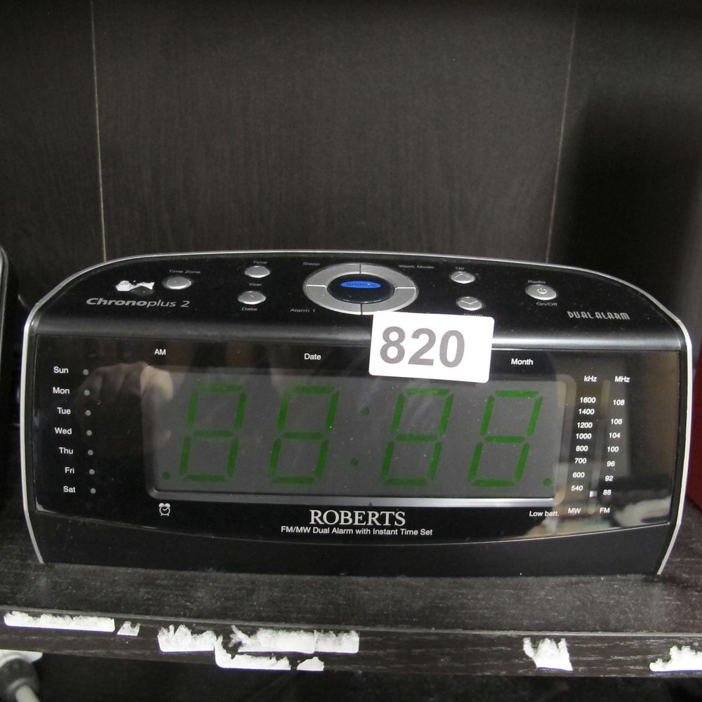 Lot 820: Roberts Chronoplus 2 Digital Alarm Clock Radio, Contemporary...
